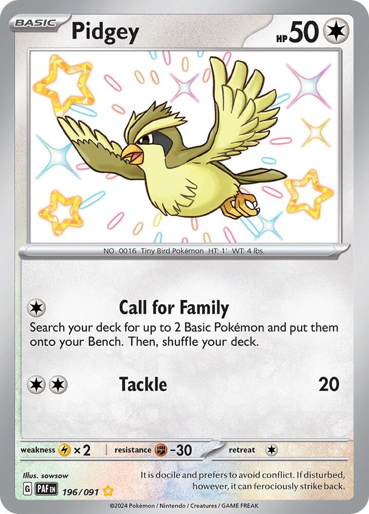 Pidgey 196/091 | Paldean Fates | NM-Mint Condition